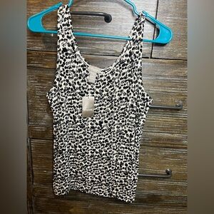 Chico's Black and White Animal Print Tank Top